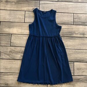 Women’s Navy Sleeveless Gathered-Waist Casual Dress
